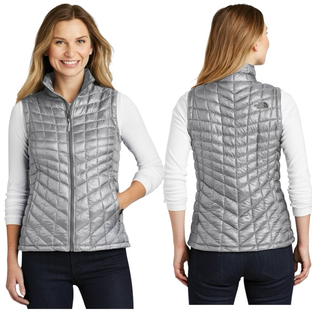 The North Face Thermoball Quilted Puffer Vest Gray Sz S Like New